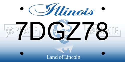 7DGZ78 Illinois License Plate