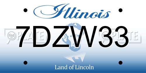7DZW33 Illinois License Plate