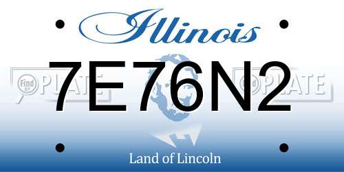 7E76N2 Illinois License Plate