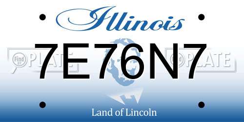 7E76N7 Illinois License Plate