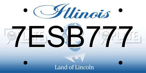 7ESB777 Illinois License Plate