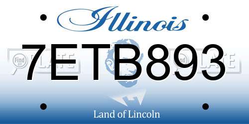 7ETB893 Illinois License Plate