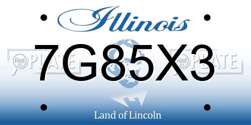 7G85X3 Illinois License Plate
