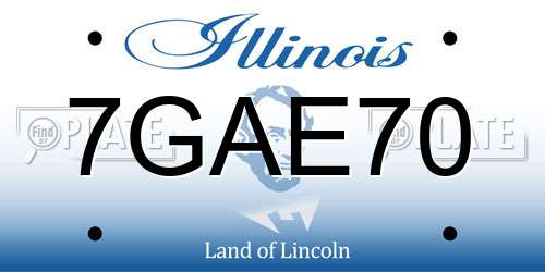 7GAE70 Illinois License Plate