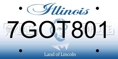7GOT801 Illinois License Plate