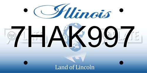 7HAK997 Illinois License Plate