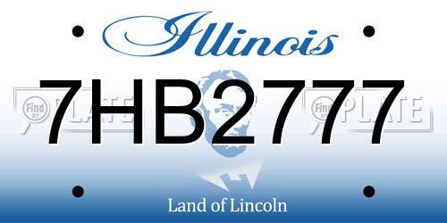 7HB2777 Illinois License Plate