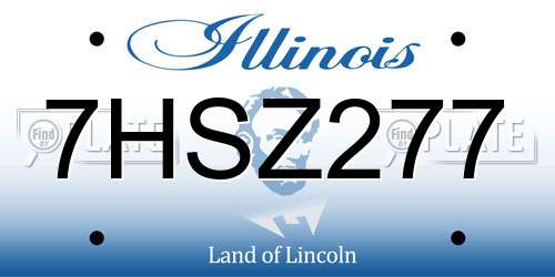 7HSZ277 Illinois License Plate
