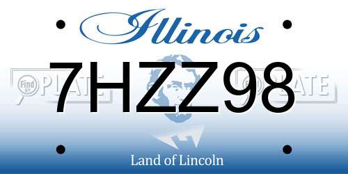 7HZZ98 Illinois License Plate
