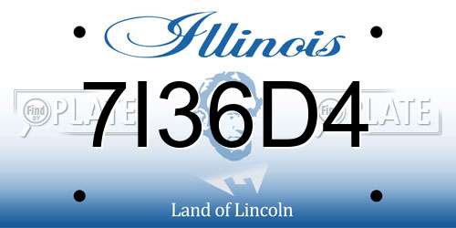 7I36D4 Illinois License Plate