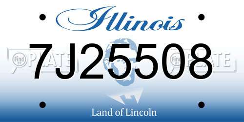 7J25508 Illinois License Plate