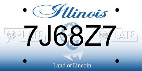 7J68Z7 Illinois License Plate