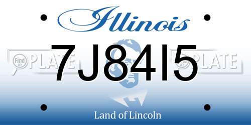 7J84I5 Illinois License Plate