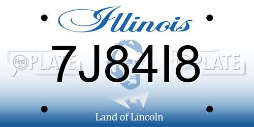 7J84I8 Illinois License Plate