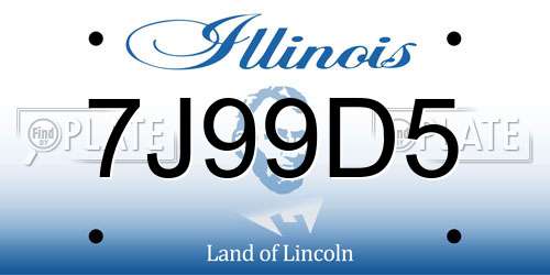 7J99D5 Illinois License Plate