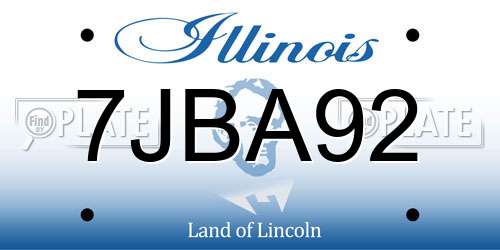 7JBA92 Illinois License Plate