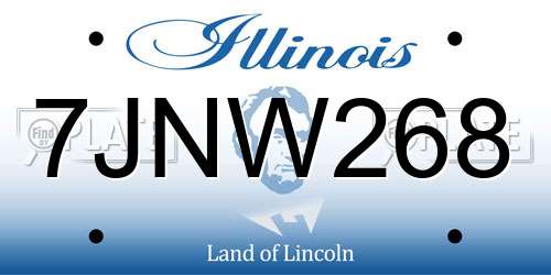 7JNW268 Illinois License Plate