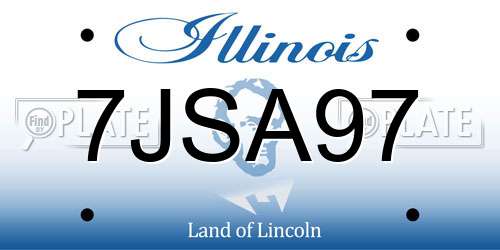 7JSA97 Illinois License Plate