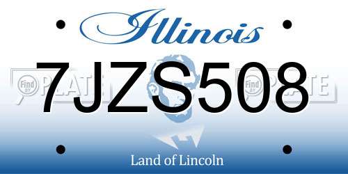 7JZS508 Illinois License Plate