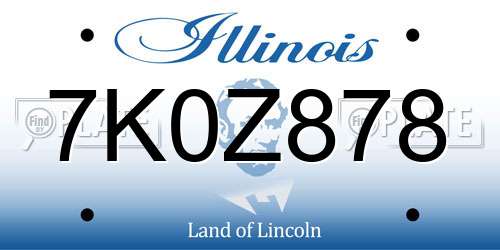 7K0Z878 Illinois License Plate