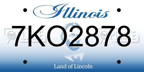 7KO2878 Illinois License Plate