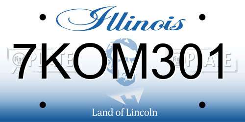 7KOM301 Illinois License Plate