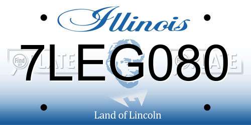 7LEG080 Illinois License Plate