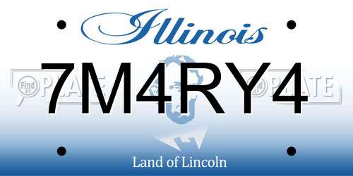 7M4RY4 Illinois License Plate