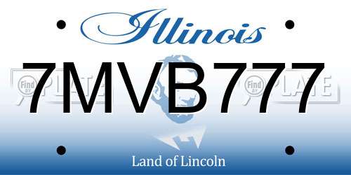 7MVB777 Illinois License Plate