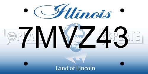 7MVZ43 Illinois License Plate