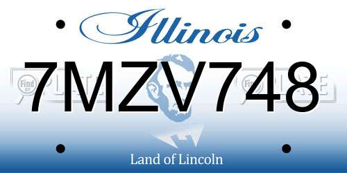 7MZV748 Illinois License Plate