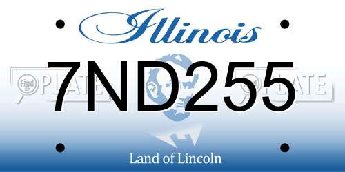 7ND255 Illinois License Plate