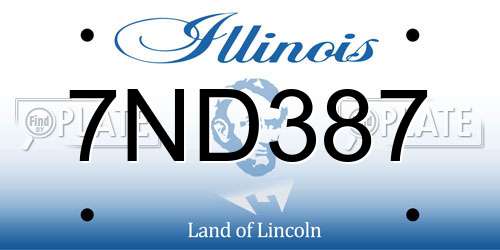 7ND387 Illinois License Plate