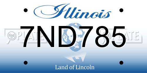 7ND785 Illinois License Plate