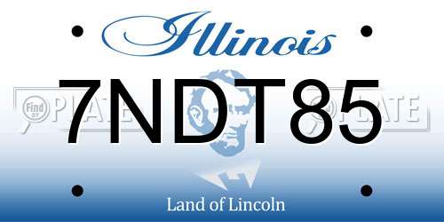 7NDT85 Illinois License Plate
