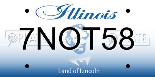 7NOT58 Illinois License Plate
