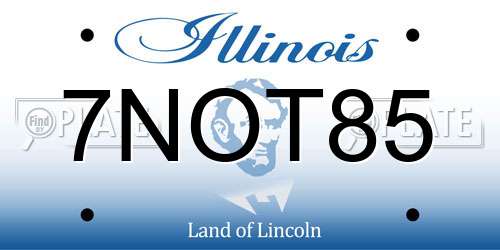 7NOT85 Illinois License Plate