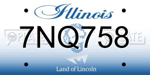7NQ758 Illinois License Plate