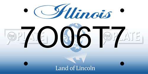 7O06T7 Illinois License Plate