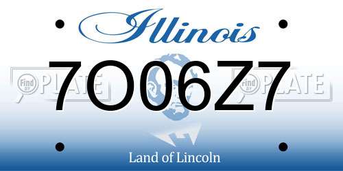 7O06Z7 Illinois License Plate