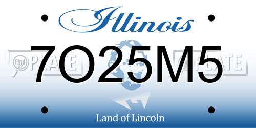 7O25M5 Illinois License Plate