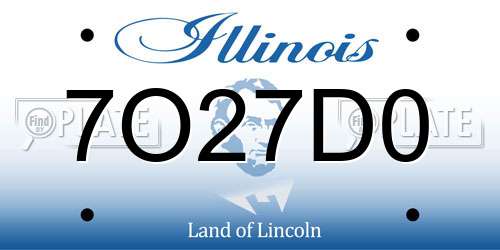 7O27D0 Illinois License Plate