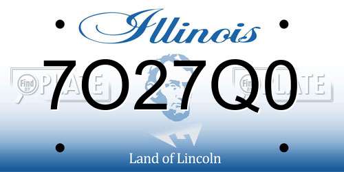 7O27Q0 Illinois License Plate