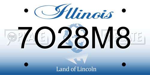 7O28M8 Illinois License Plate