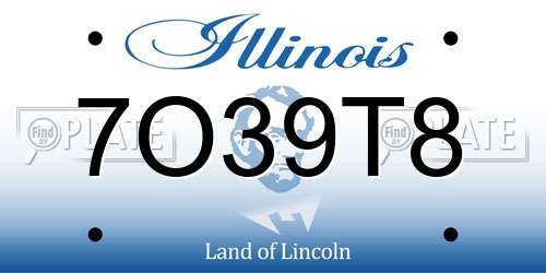 7O39T8 Illinois License Plate