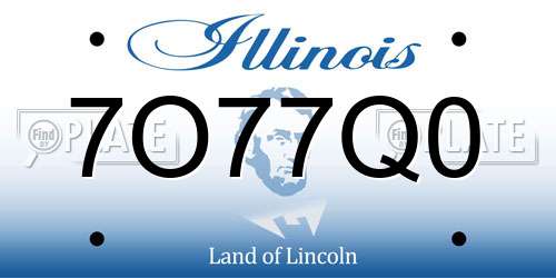 7O77Q0 Illinois License Plate