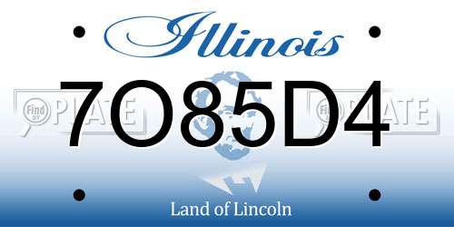 7O85D4 Illinois License Plate