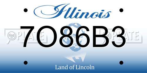 7O86B3 Illinois License Plate