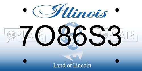 7O86S3 Illinois License Plate