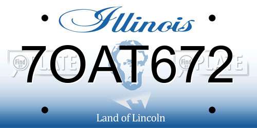 7OAT672 Illinois License Plate